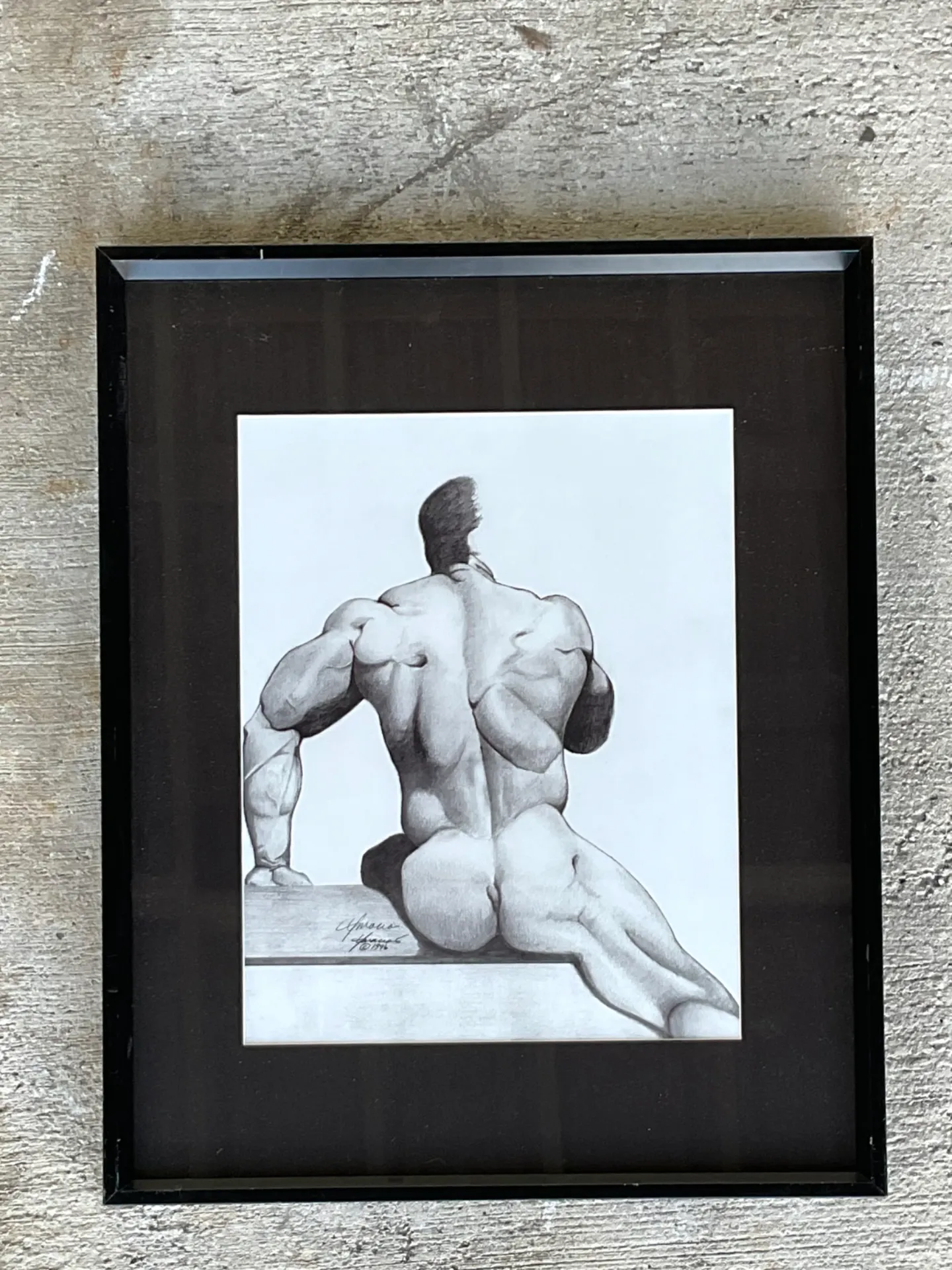 Vintage Male Nude Drawing on Paper — additional photo 4