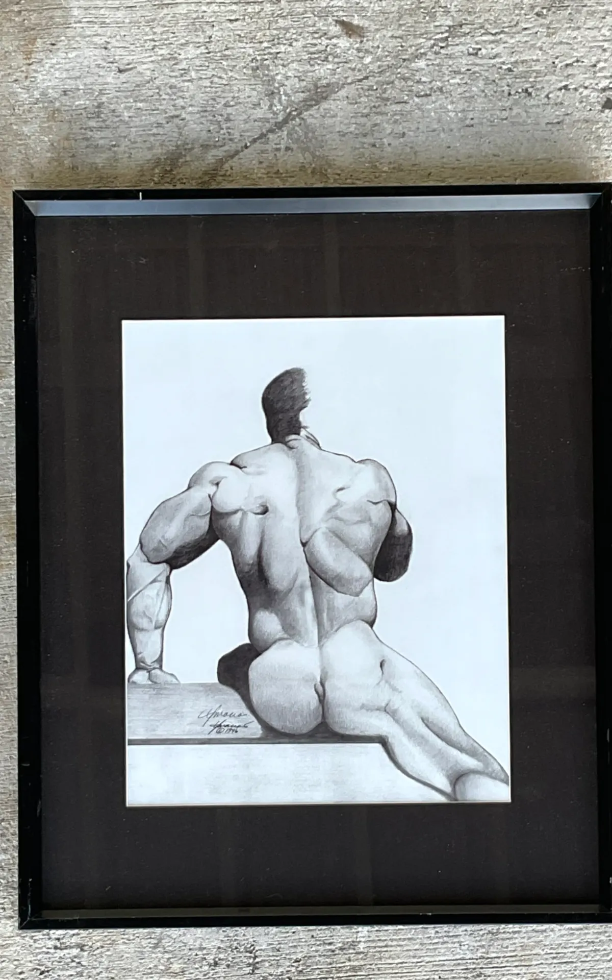Vintage Male Nude Drawing on Paper — additional photo 4