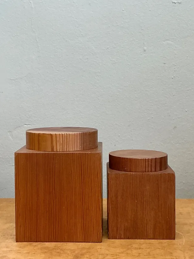 Vintage Square Wood Storage Boxes - Set of 2 — additional photo 1
