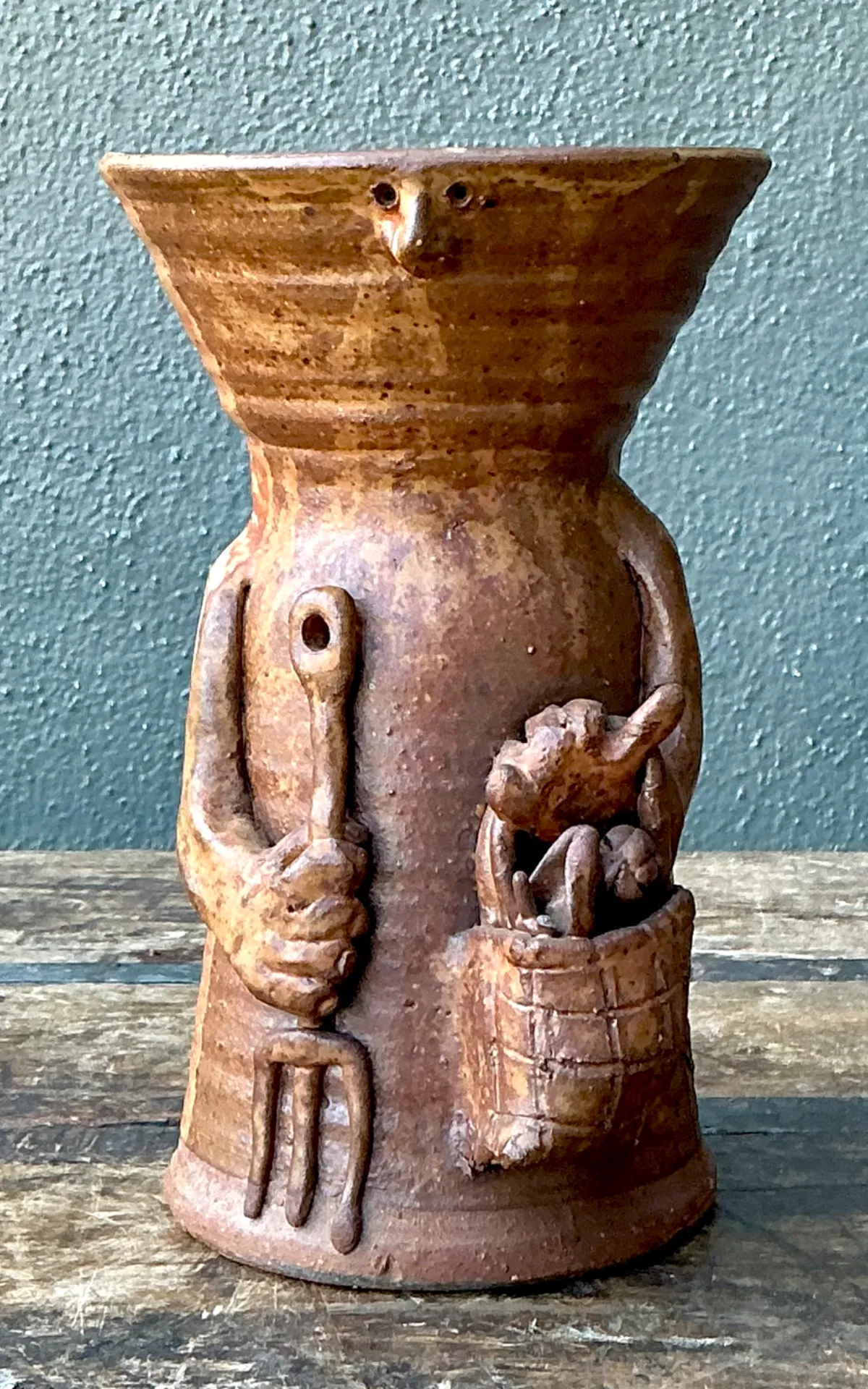 Vintage Handcrafted Ceramic Farmer Vase — additional photo 2