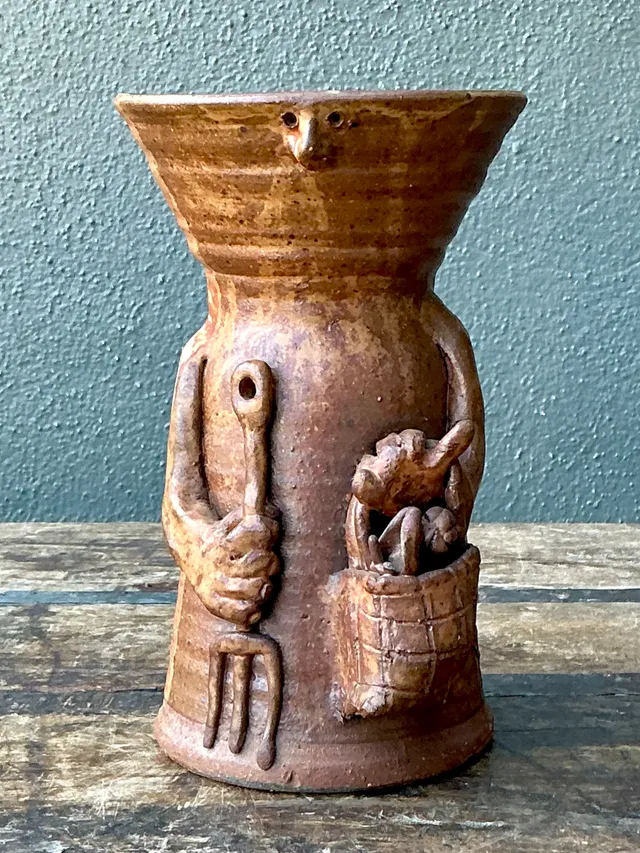 Vintage Handcrafted Ceramic Farmer Vase — additional photo 2