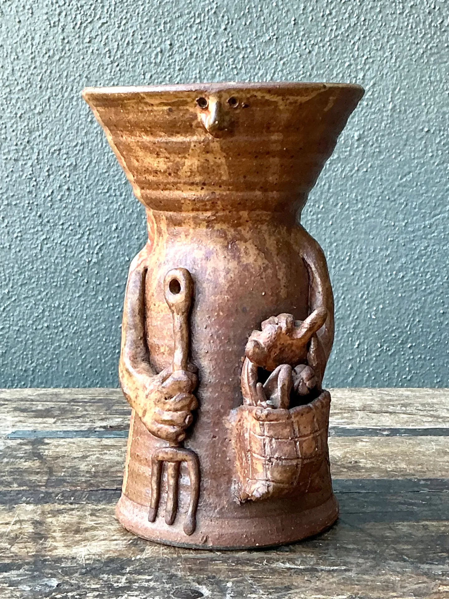 Vintage Handcrafted Ceramic Farmer Vase — additional photo 4