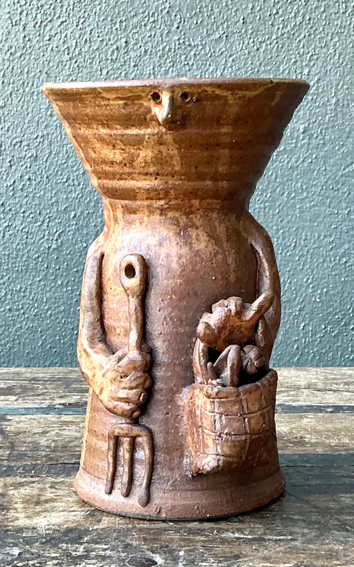 Vintage Handcrafted Ceramic Farmer Vase — additional photo 4