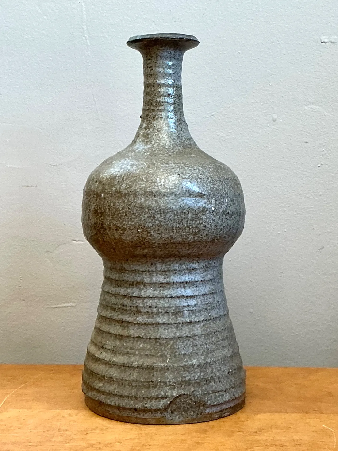 Vintage Textured Studio Pottery Vase - Stoneware, 5.25W x 11.5H — additional photo 4