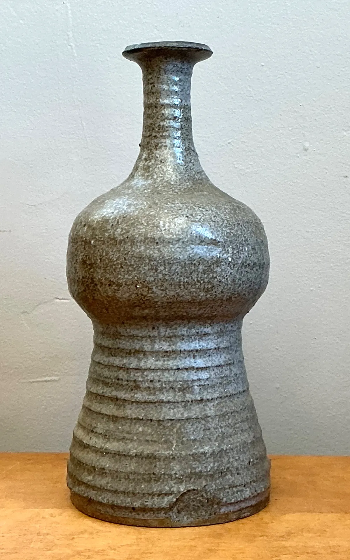 Vintage Textured Studio Pottery Vase - Stoneware, 5.25W x 11.5H — additional photo 4