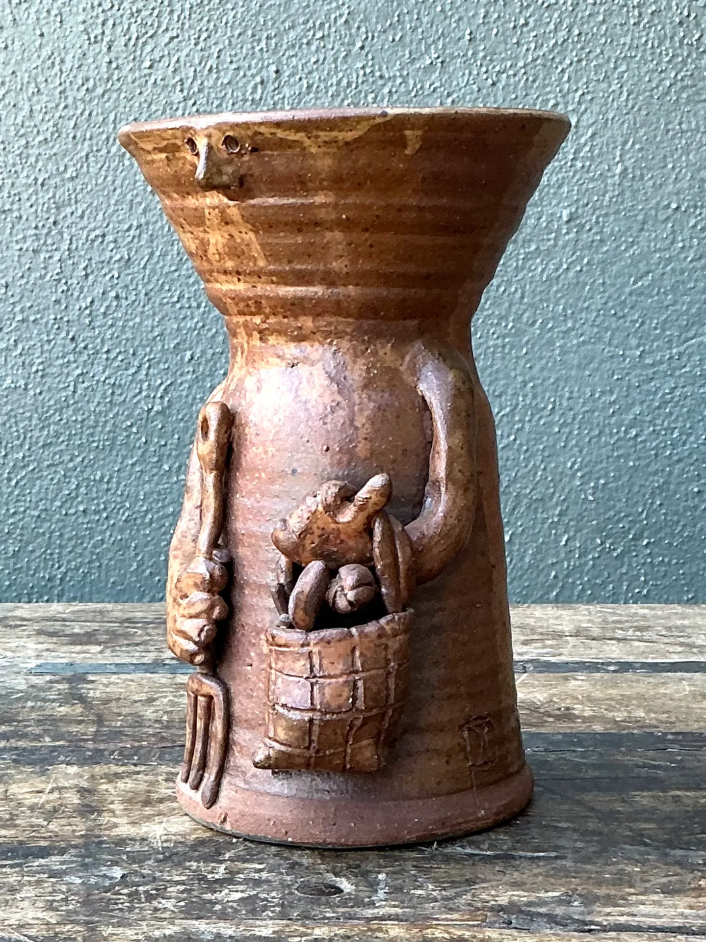 Vintage Handcrafted Ceramic Farmer Vase — additional photo 1