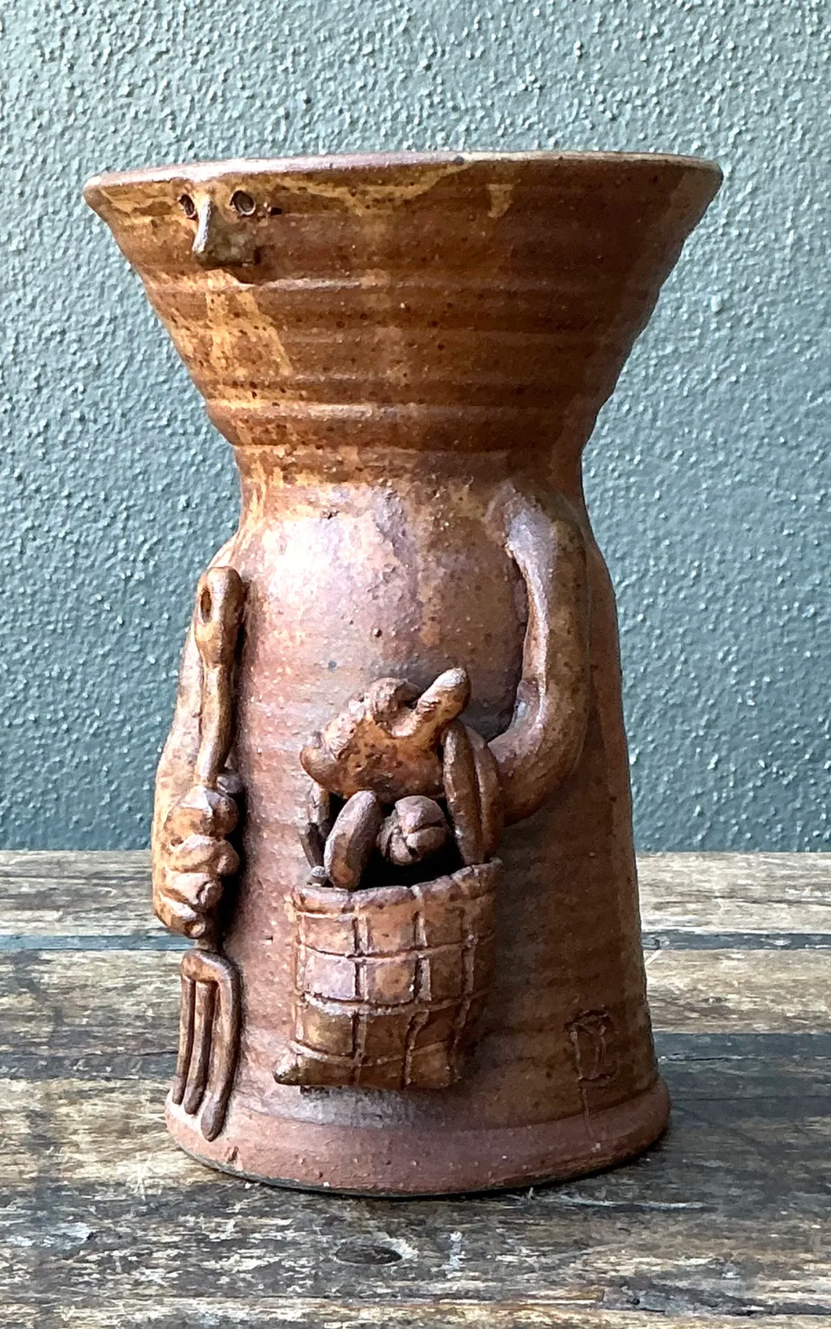 Vintage Handcrafted Ceramic Farmer Vase