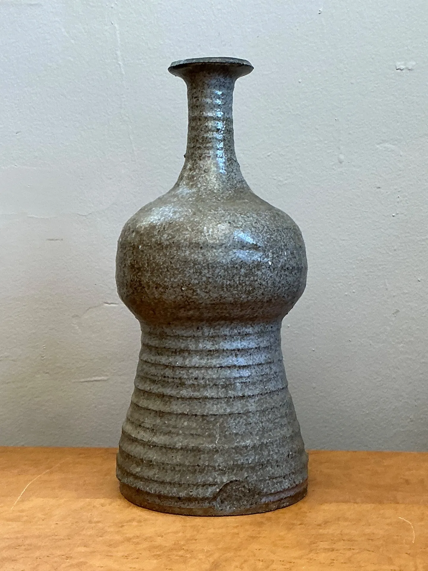 Vintage Textured Studio Pottery Vase - Stoneware, 5.25W x 11.5H — additional photo 2