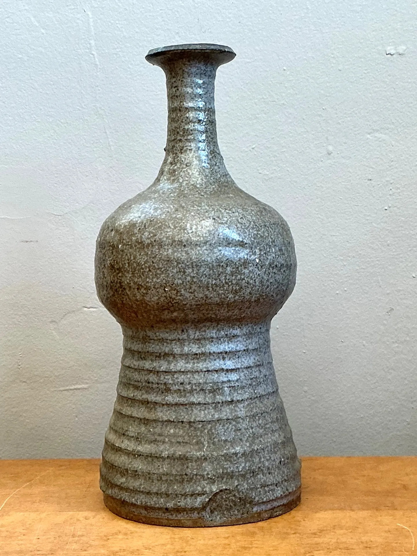 Vintage Textured Studio Pottery Vase - Stoneware, 5.25W x 11.5H — additional photo 1