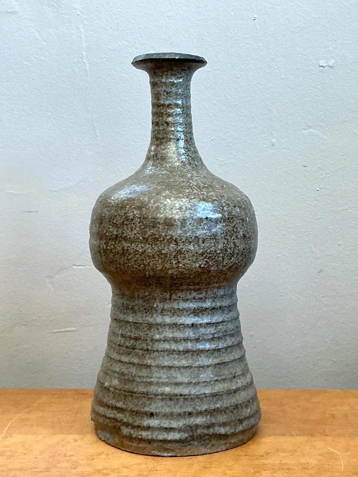 Vintage Textured Studio Pottery Vase - Stoneware, 5.25W x 11.5H — additional photo 7