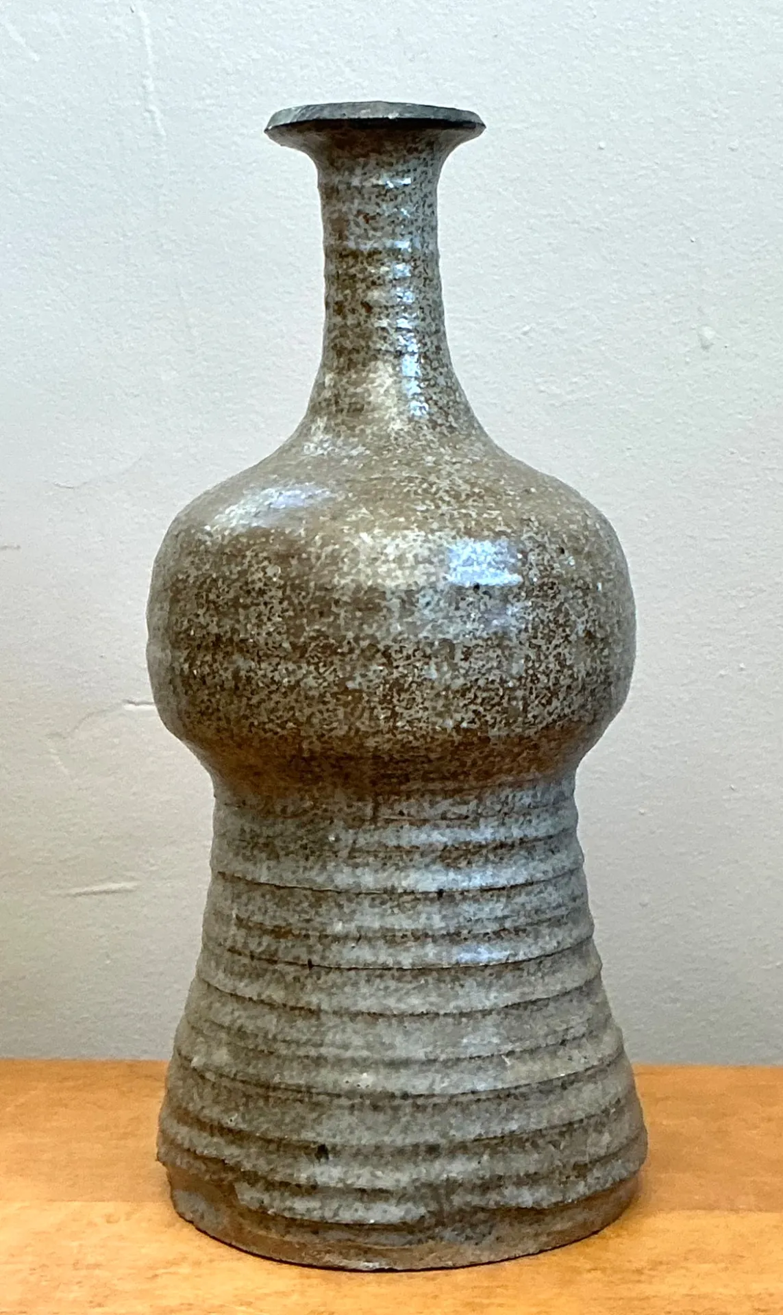 Vintage Textured Studio Pottery Vase - Stoneware, 5.25W x 11.5H — additional photo 5