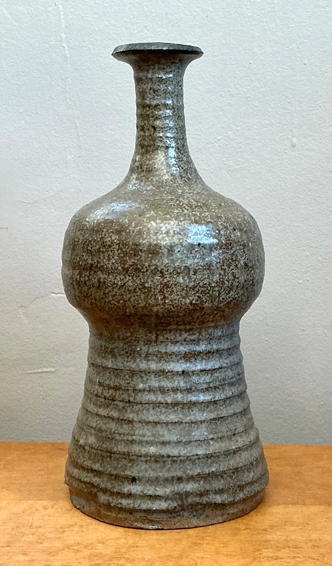 Vintage Textured Studio Pottery Vase - Stoneware, 5.25W x 11.5H — additional photo 3