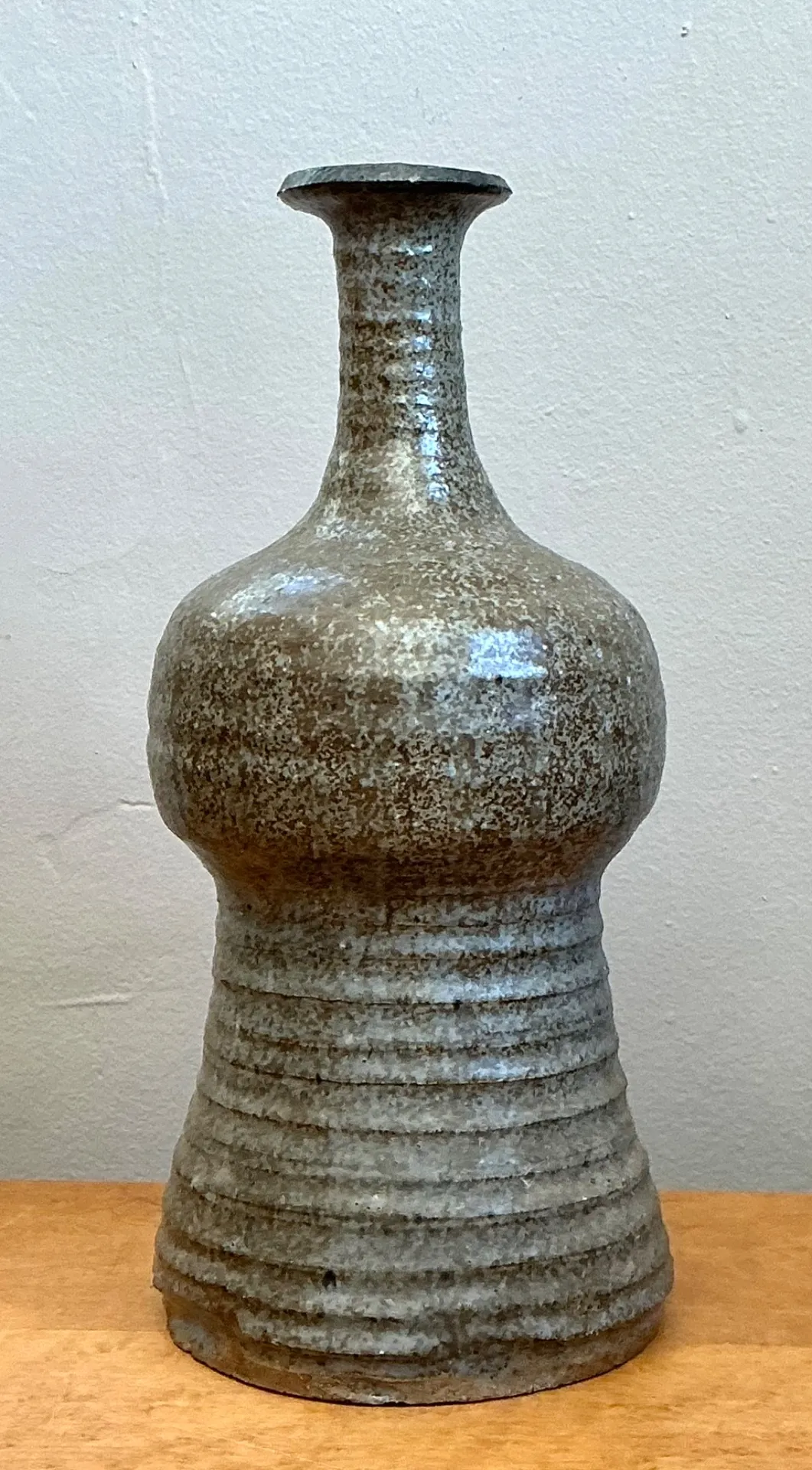 Vintage Textured Studio Pottery Vase - Stoneware, 5.25W x 11.5H — additional photo 8