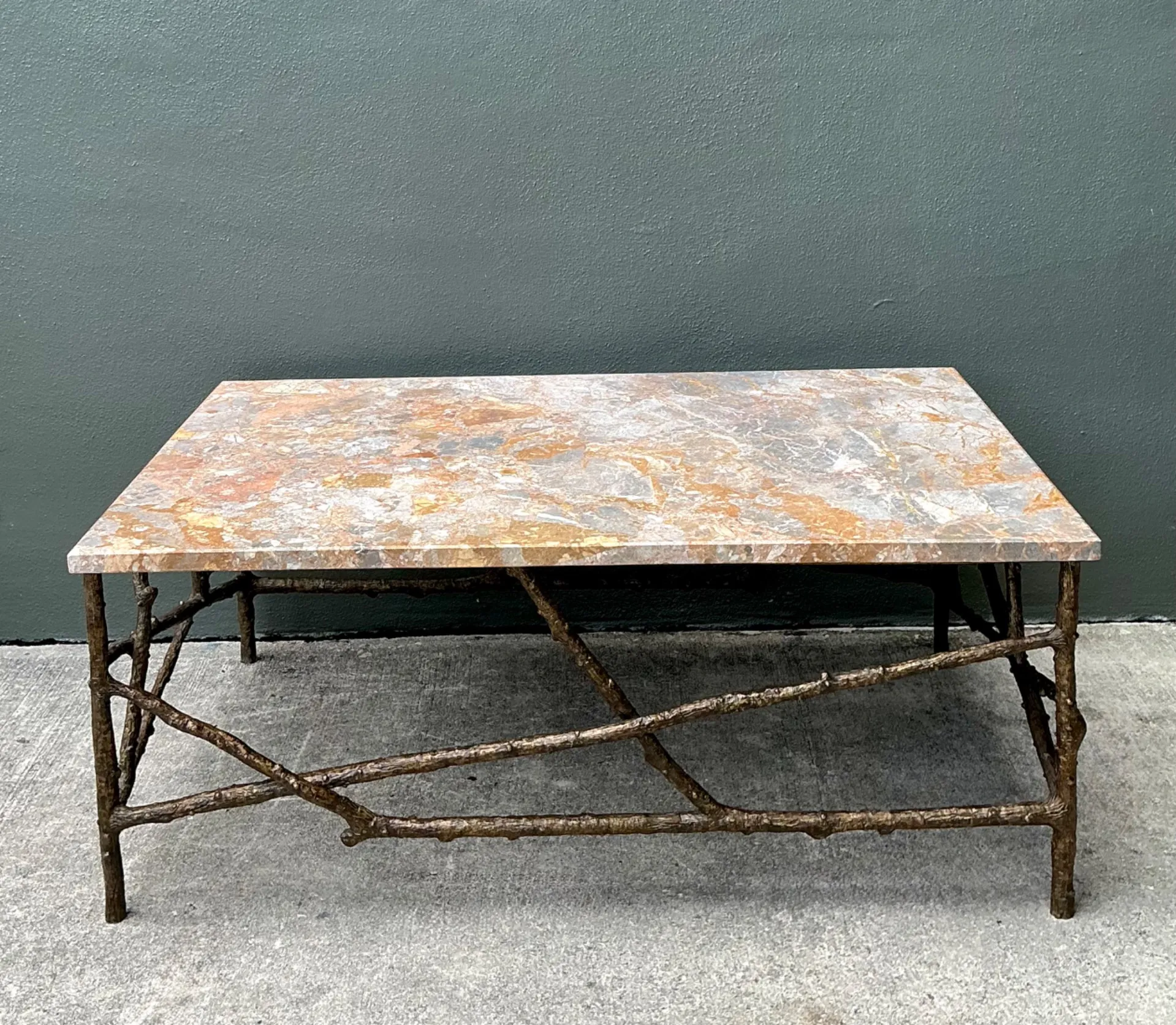 Vintage Faux Bois Marble Top Coffee Table — additional photo 5