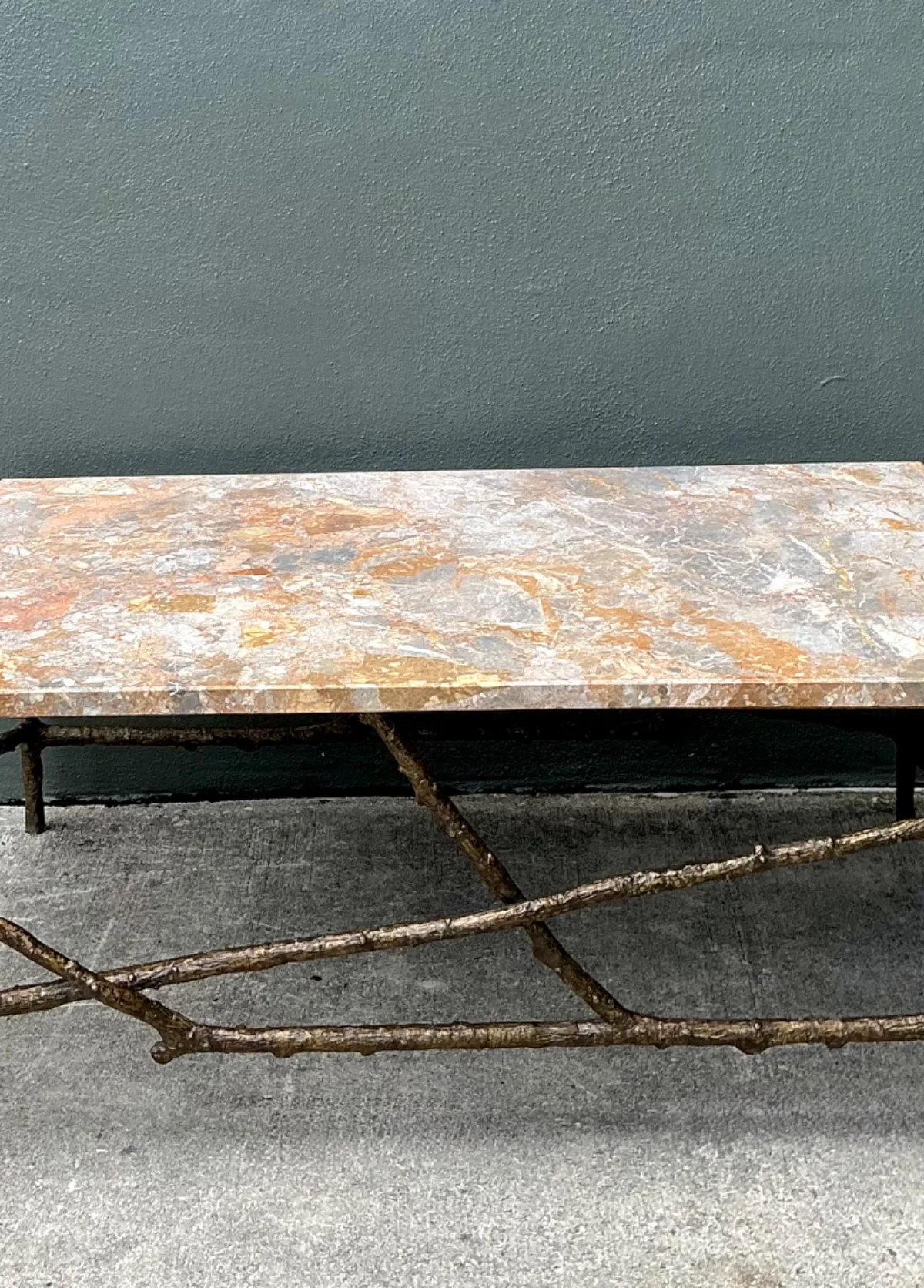 Vintage Faux Bois Marble Top Coffee Table — additional photo 5