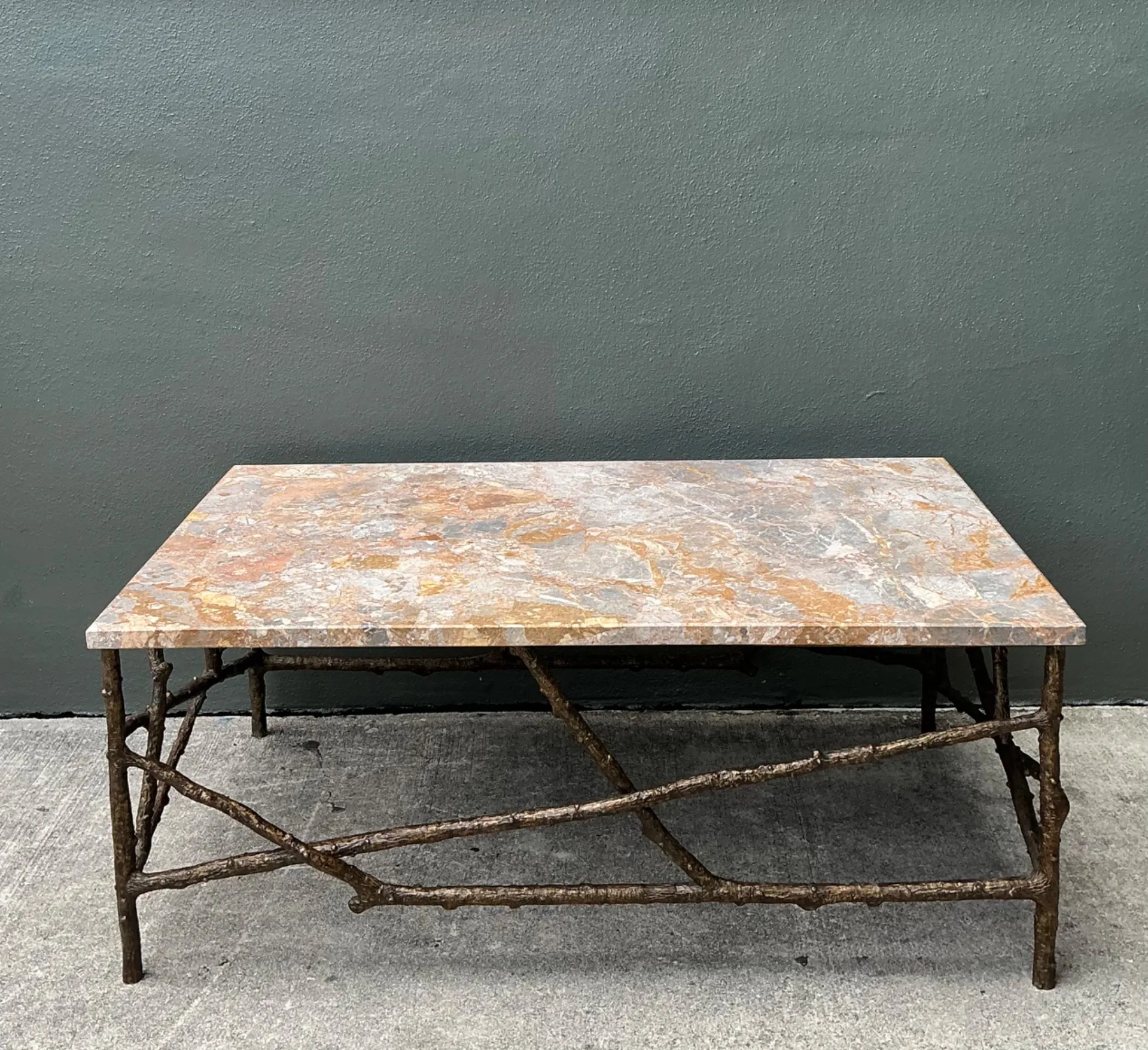 Vintage Faux Bois Marble Top Coffee Table — additional photo 6
