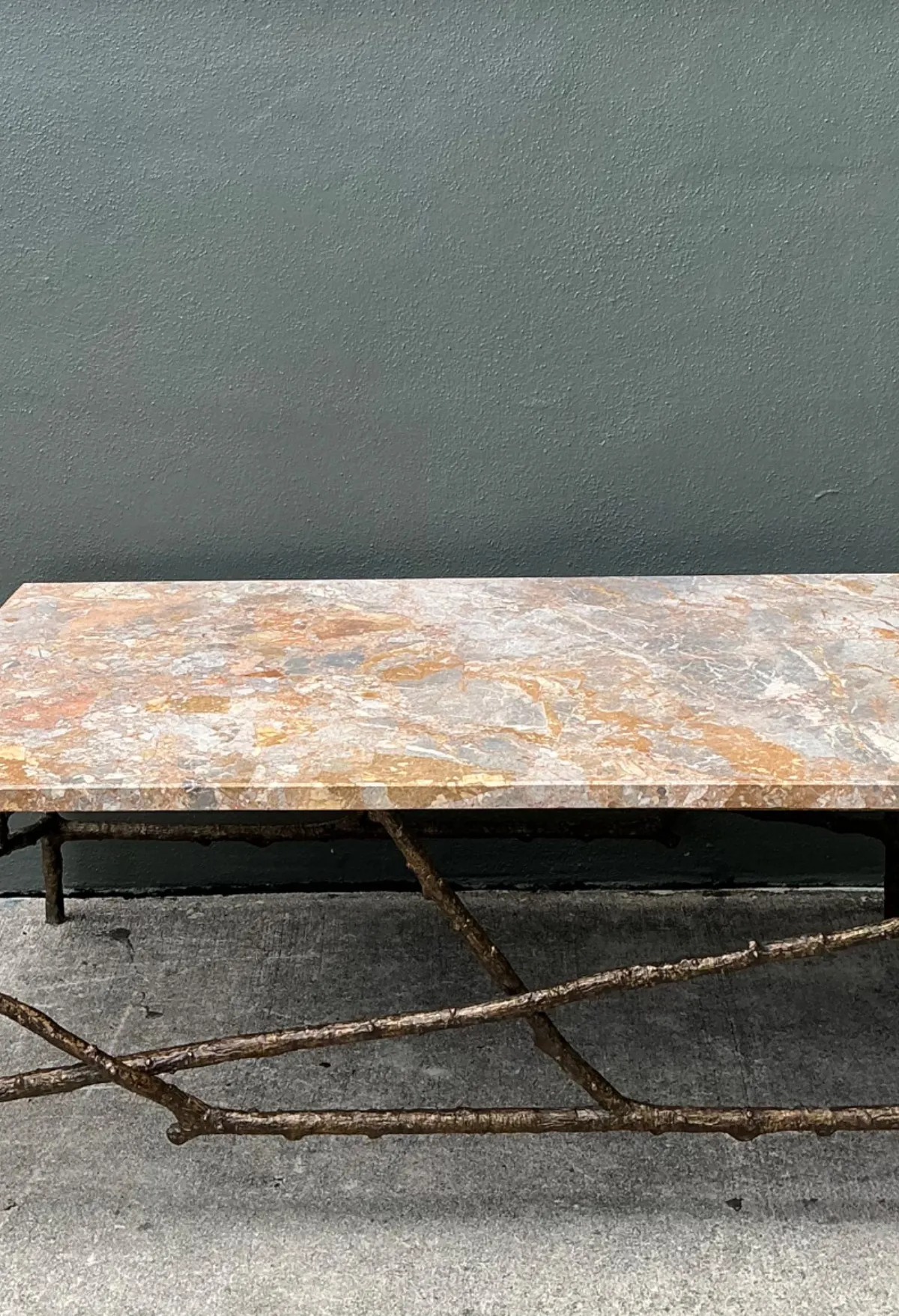 Vintage Faux Bois Marble Top Coffee Table — additional photo 6