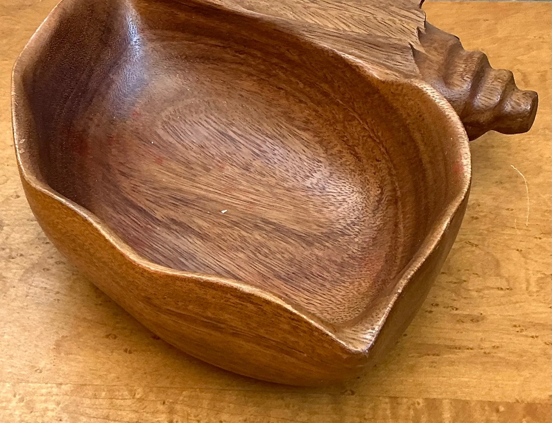 Vintage Carved Wood Shell Bowl — additional photo 4