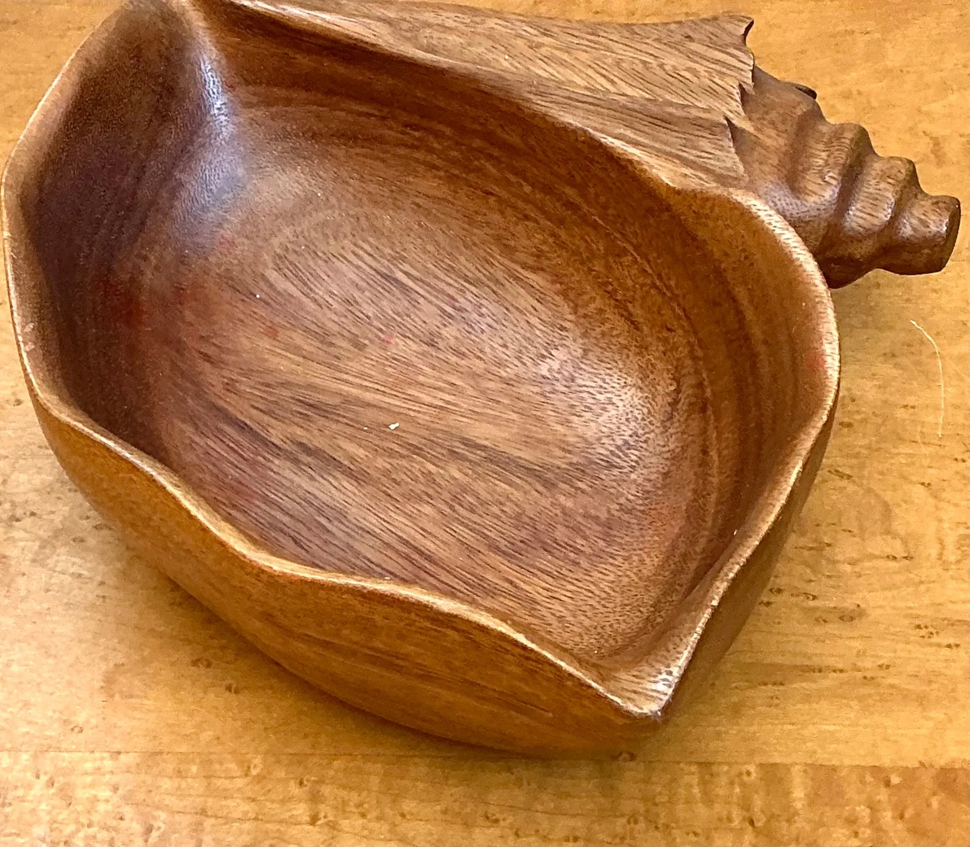 Vintage Carved Wood Shell Bowl — additional photo 8