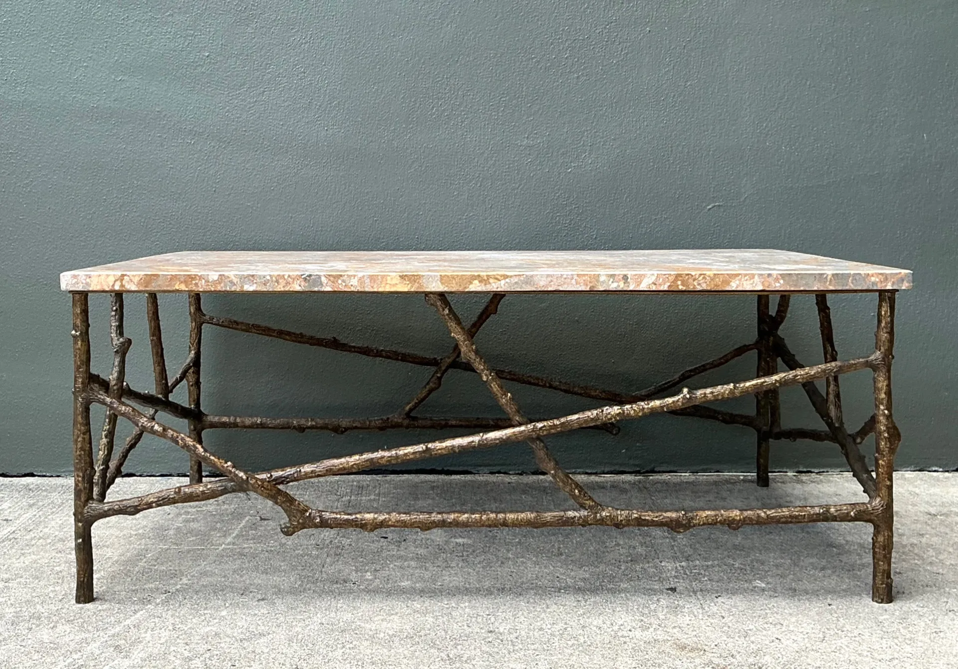 Vintage Faux Bois Marble Top Coffee Table — additional photo 2