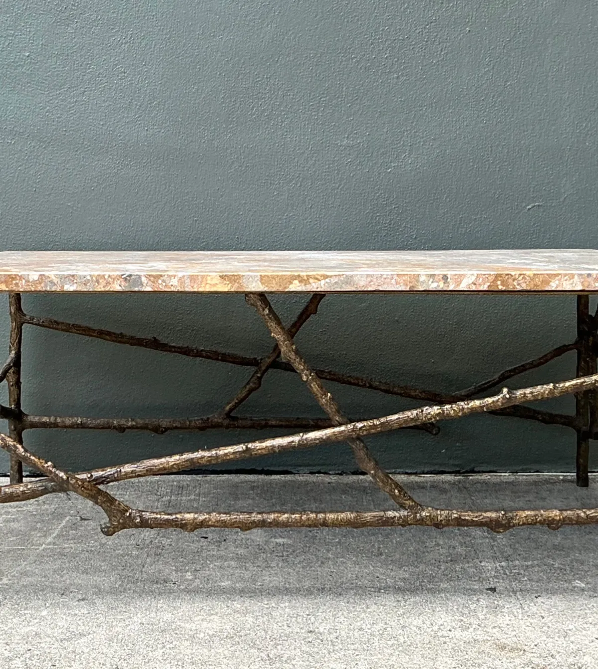 Vintage Faux Bois Marble Top Coffee Table — additional photo 2