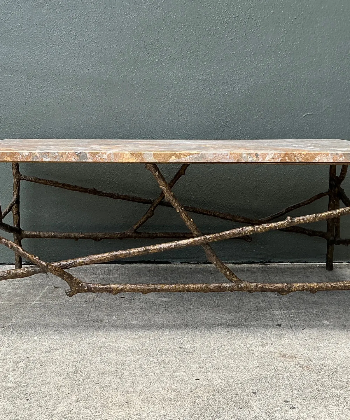 Vintage Faux Bois Marble Top Coffee Table — additional photo 4