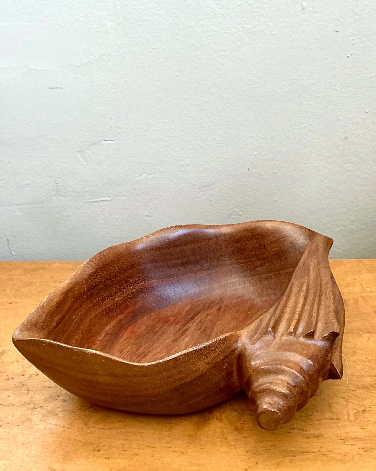 Vintage Carved Wood Shell Bowl — additional photo 7