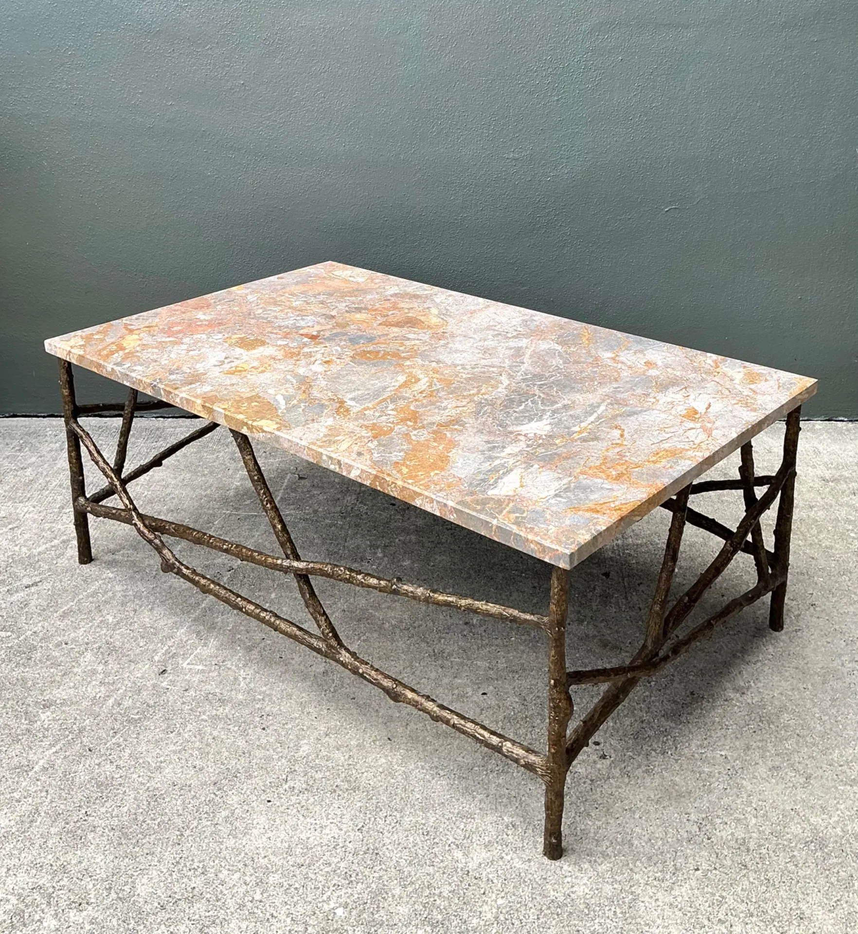 Vintage Faux Bois Marble Top Coffee Table — additional photo 7