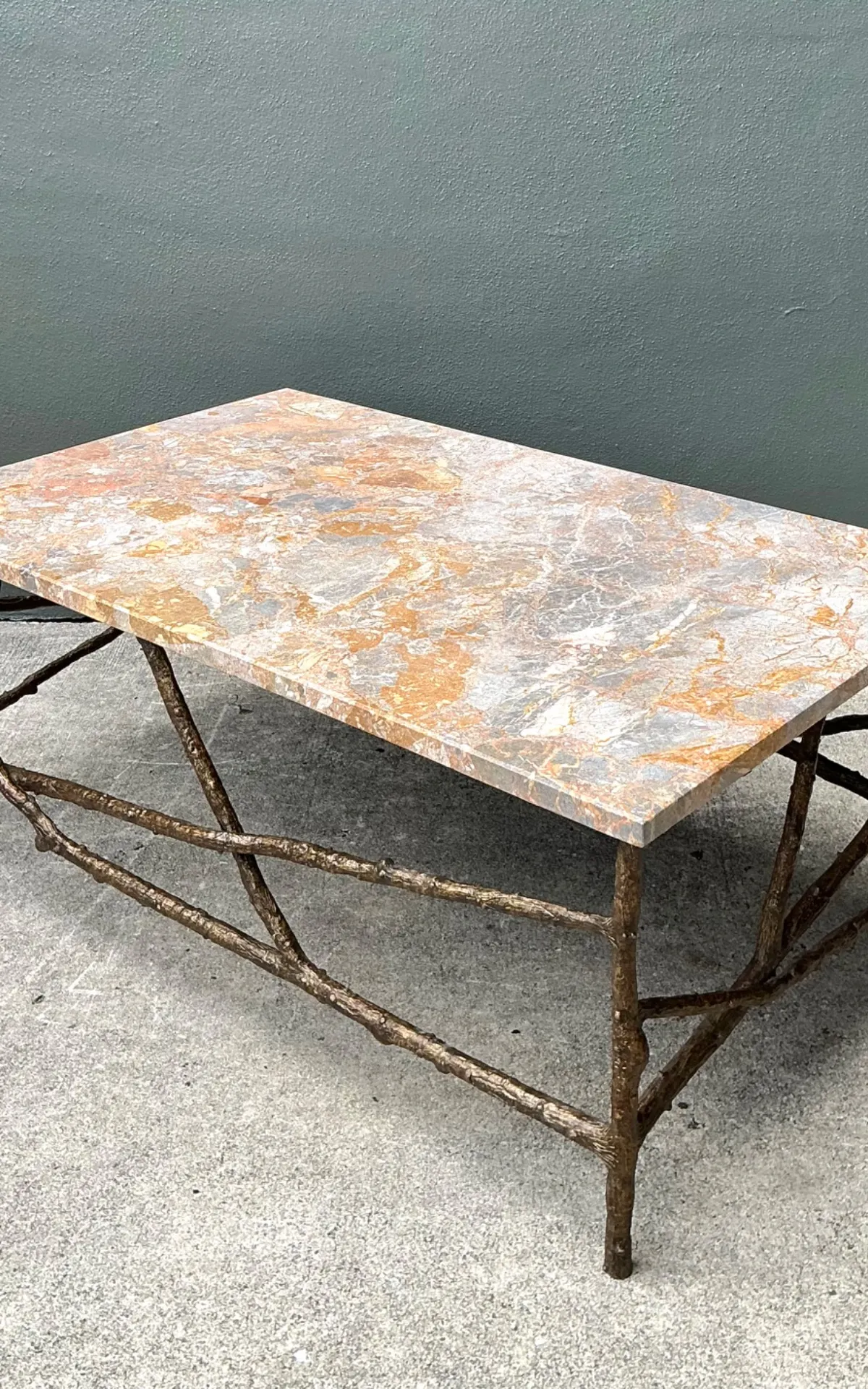 Vintage Faux Bois Marble Top Coffee Table — additional photo 7