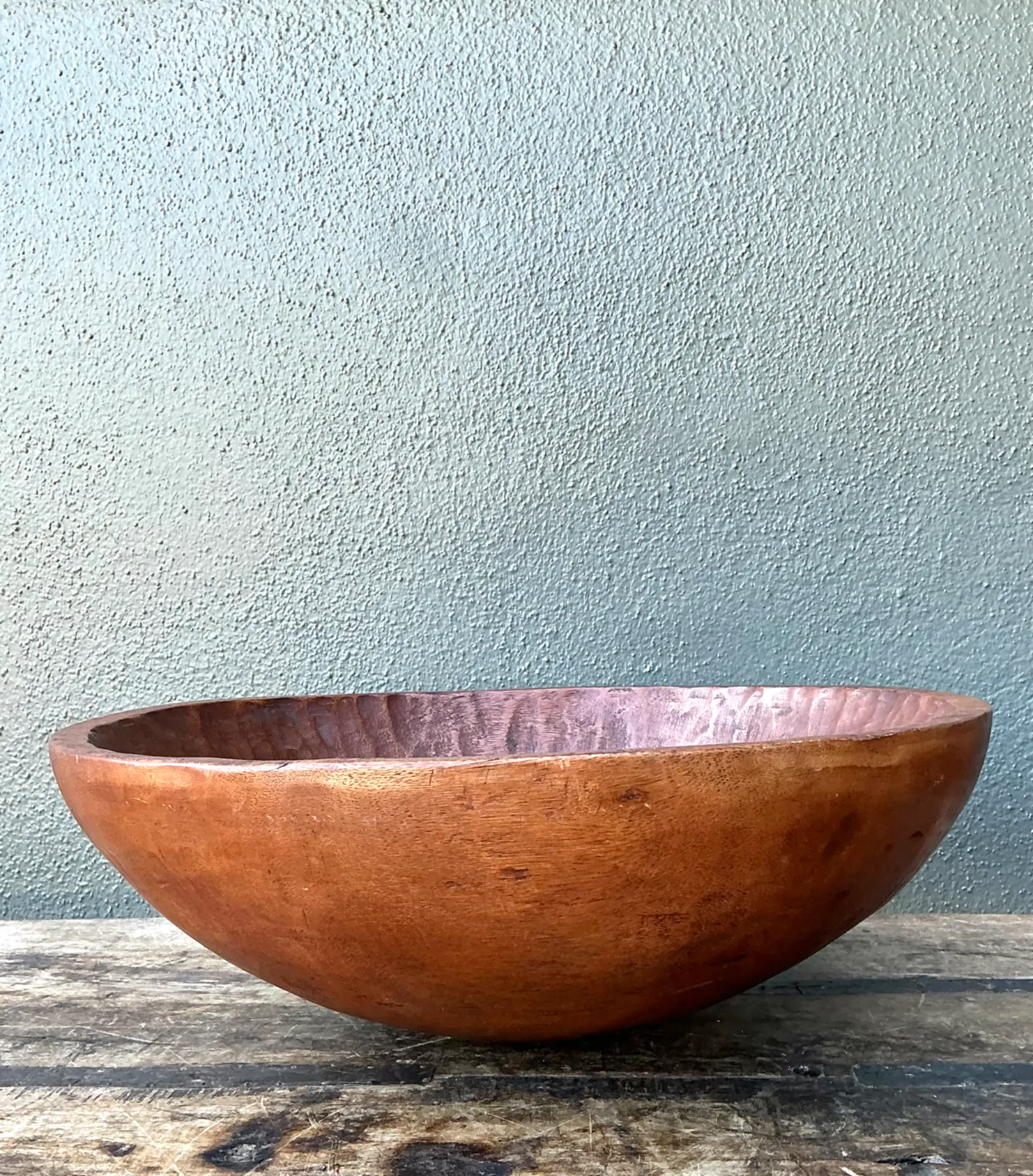 Vintage Hand-Carved Wooden Salad Bowl — additional photo 1
