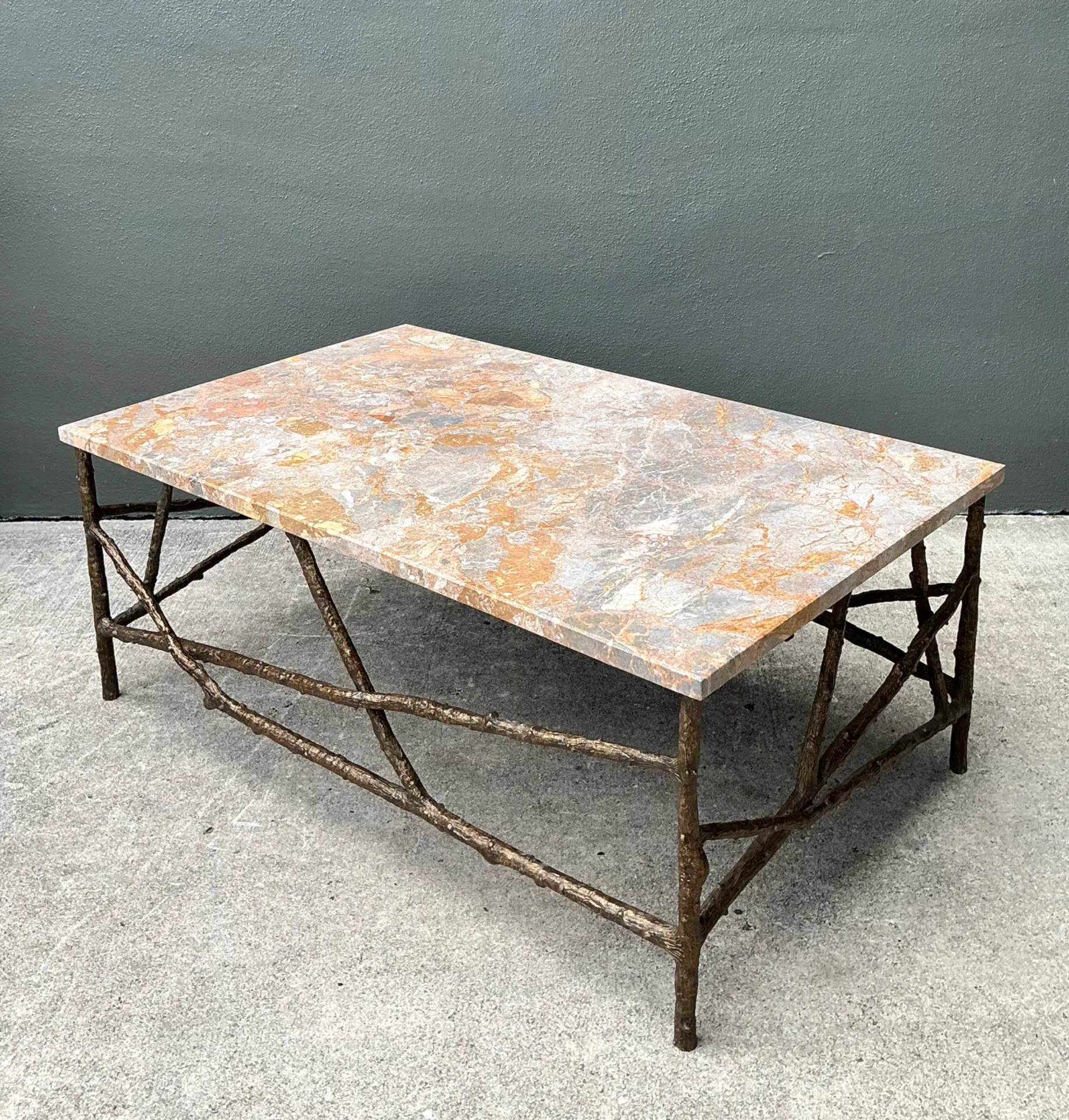 Vintage Faux Bois Marble Top Coffee Table — additional photo 8