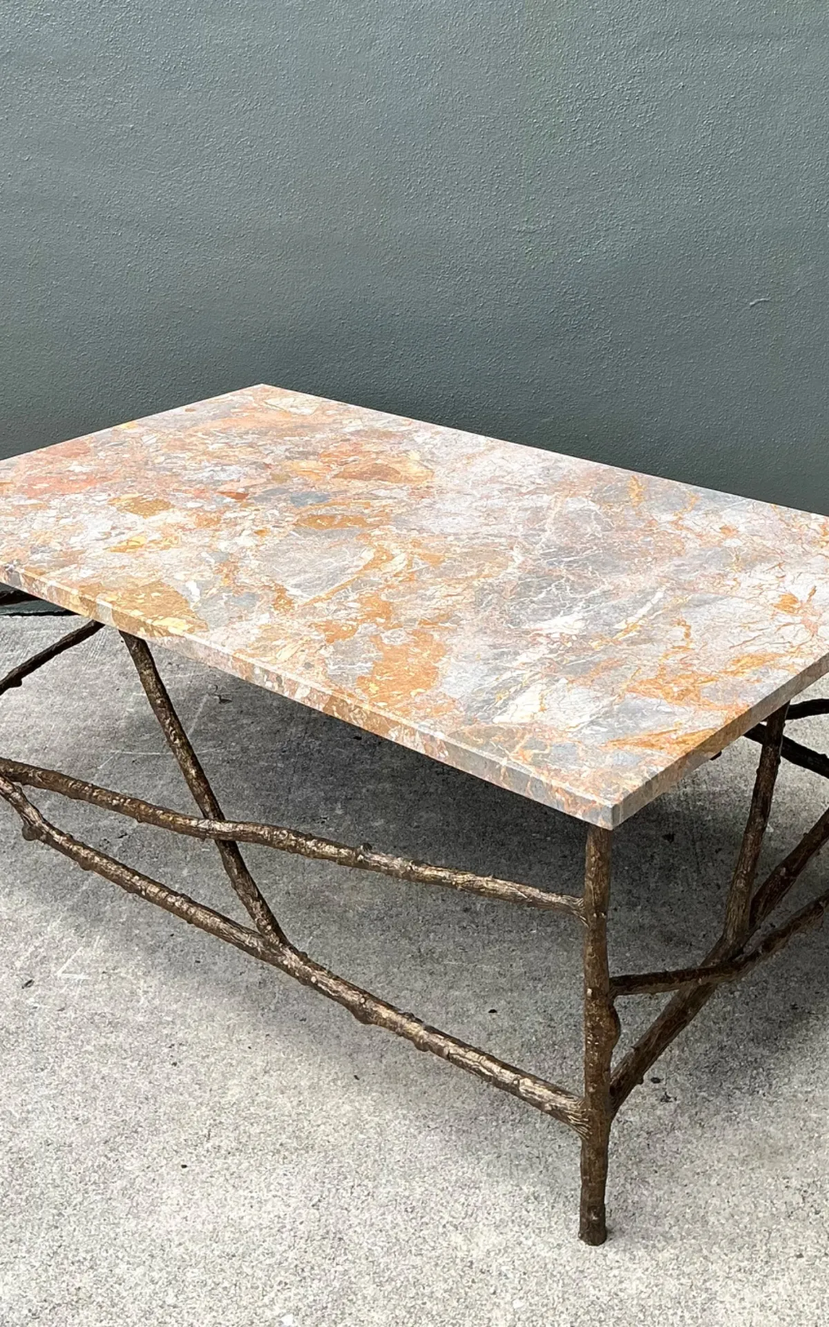 Vintage Faux Bois Marble Top Coffee Table — additional photo 8