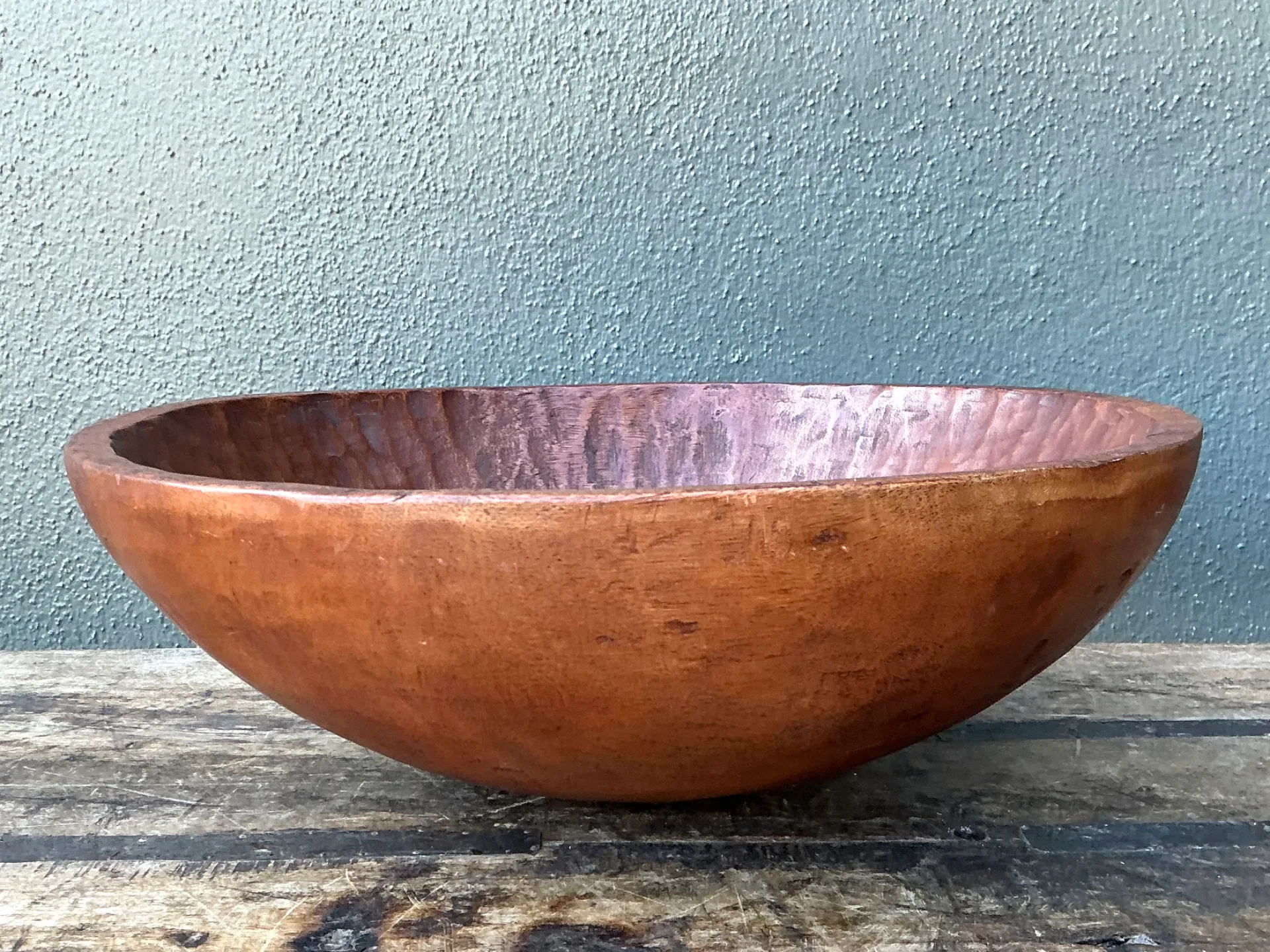 Vintage Hand-Carved Wooden Salad Bowl — additional photo 3