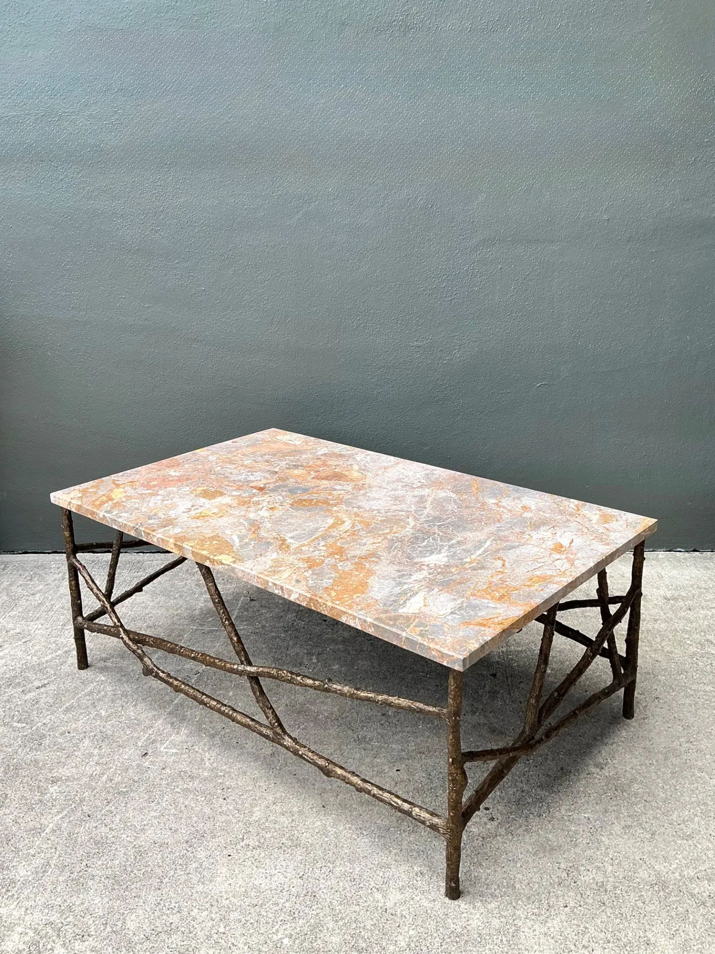 Vintage Faux Bois Marble Top Coffee Table — additional photo 1
