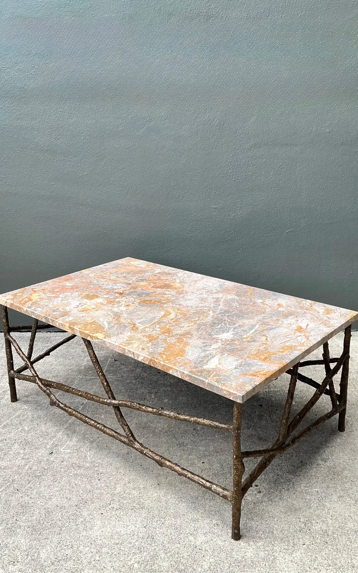 Vintage Faux Bois Marble Top Coffee Table
