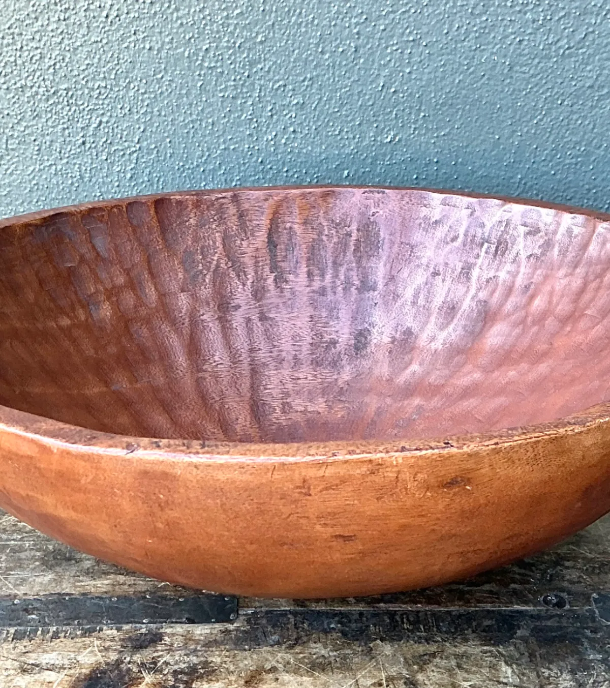 Vintage Hand-Carved Wooden Salad Bowl — additional photo 6