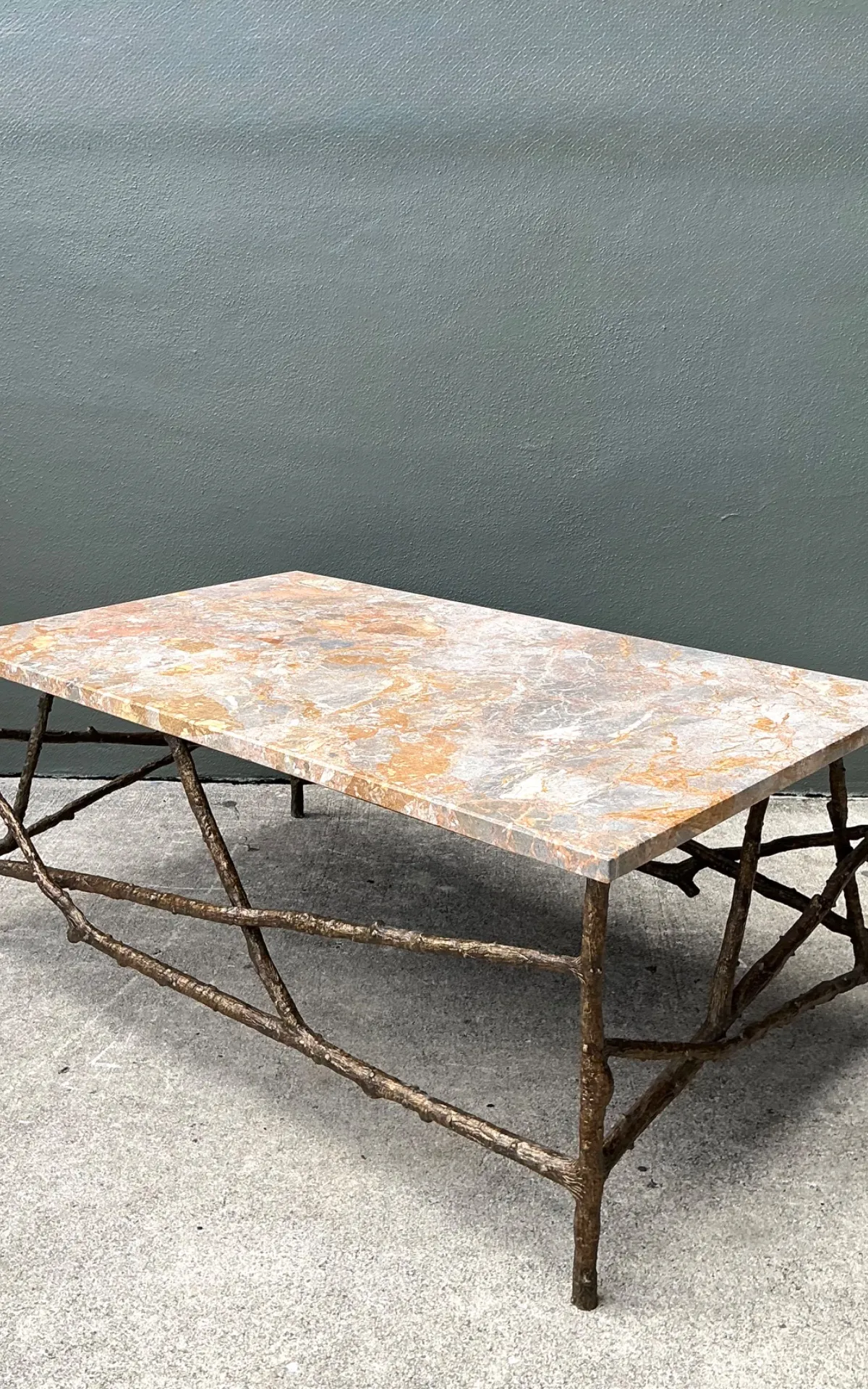 Vintage Faux Bois Marble Top Coffee Table — additional photo 3