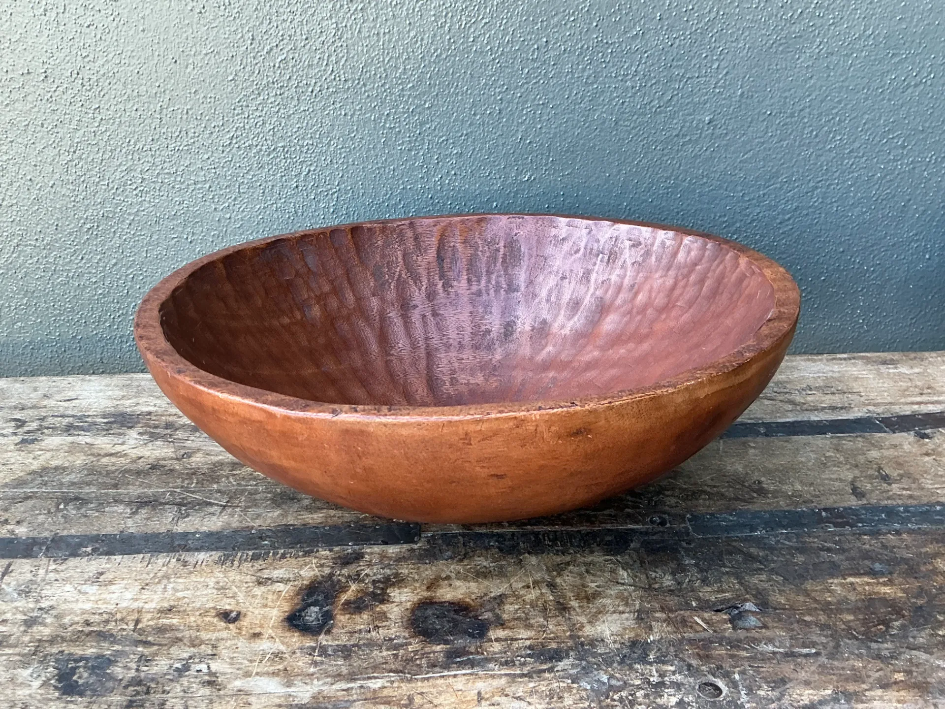 Vintage Hand-Carved Wooden Salad Bowl — additional photo 4