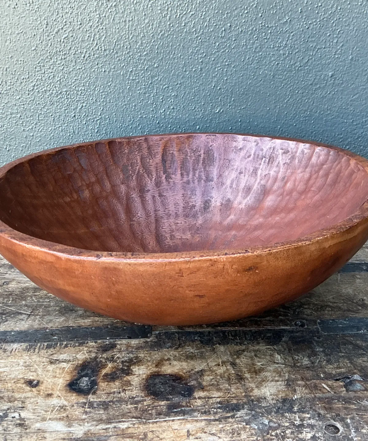 Vintage Hand-Carved Wooden Salad Bowl — additional photo 4