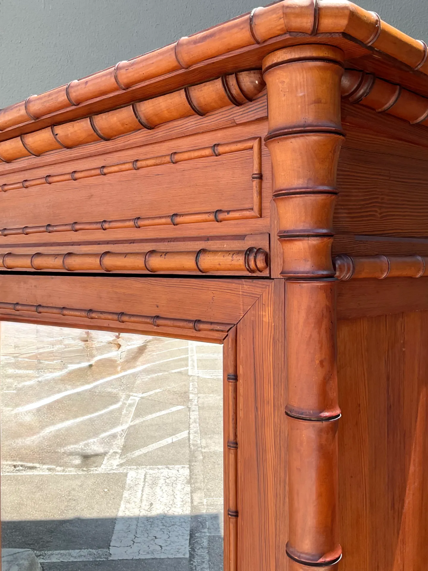 Vintage Faux Bamboo Armoire with Mirror — additional photo 6