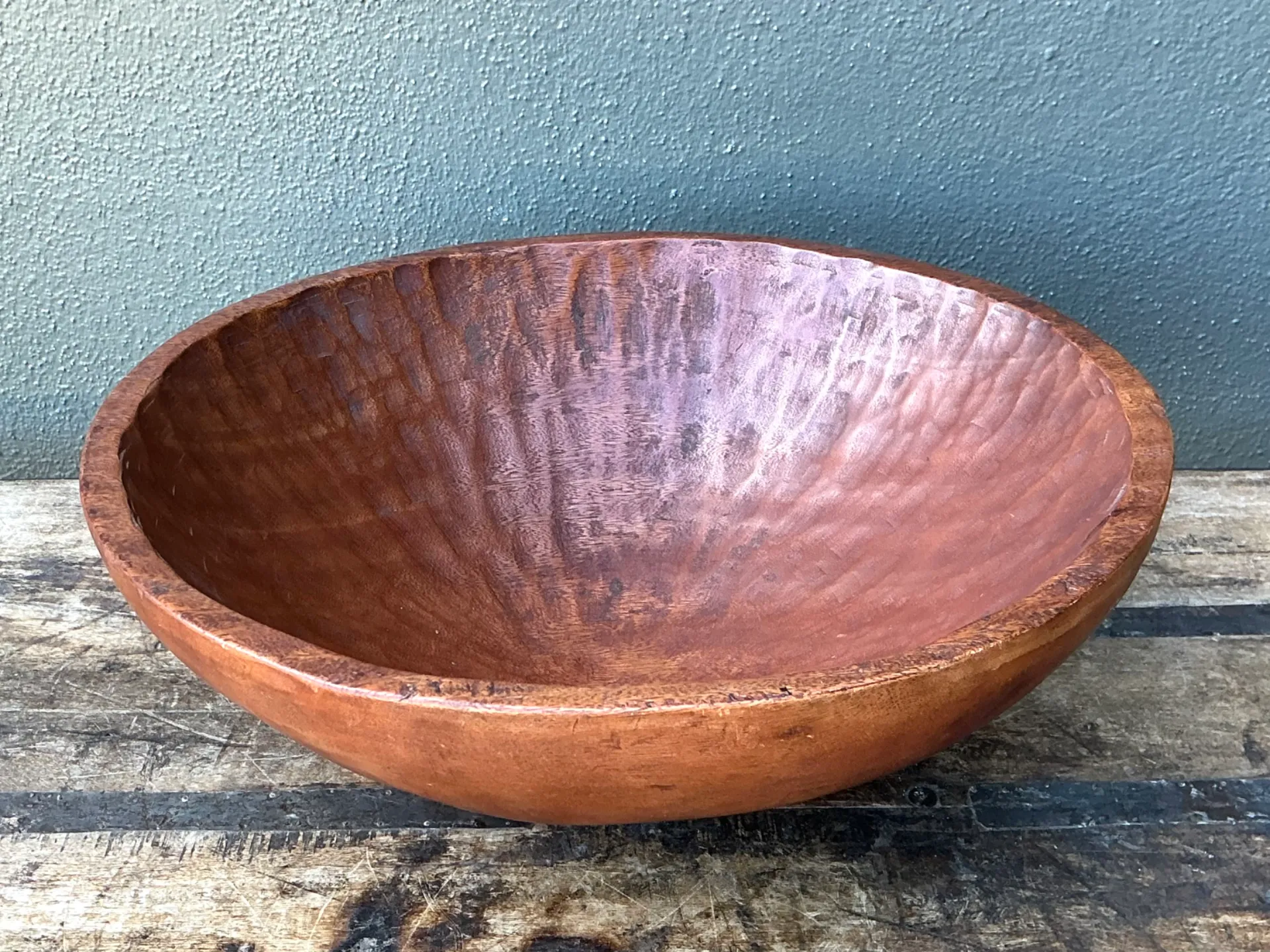 Vintage Hand-Carved Wooden Salad Bowl — additional photo 2