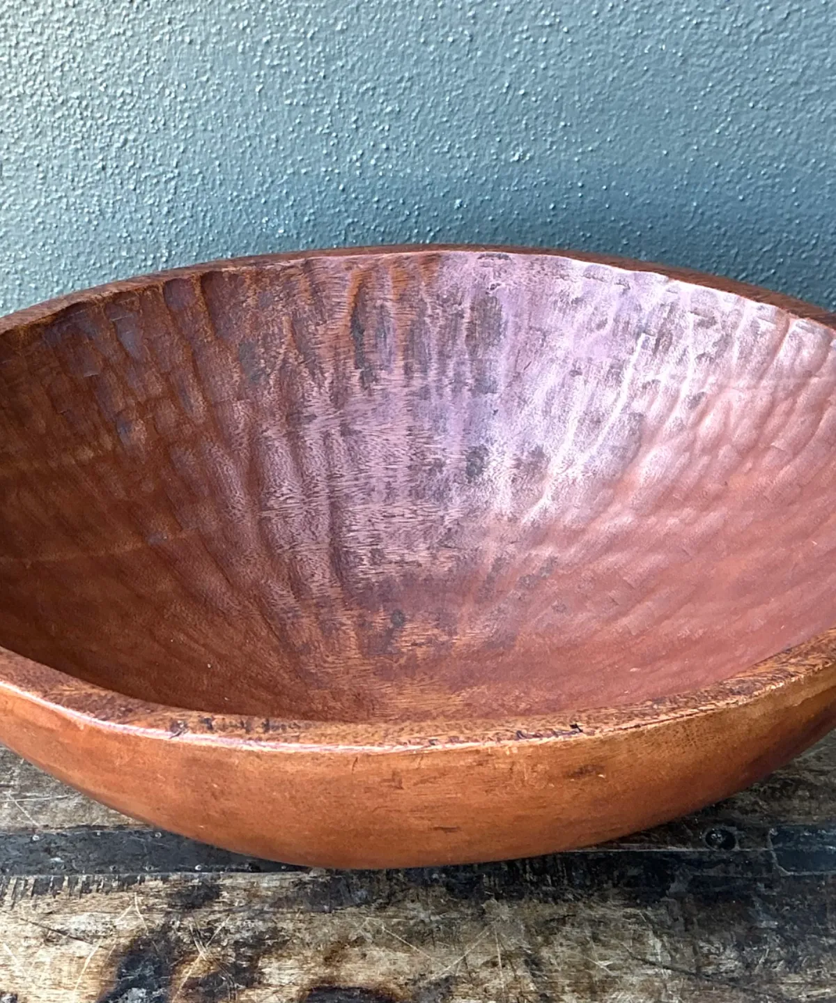 Vintage Hand-Carved Wooden Salad Bowl — additional photo 2