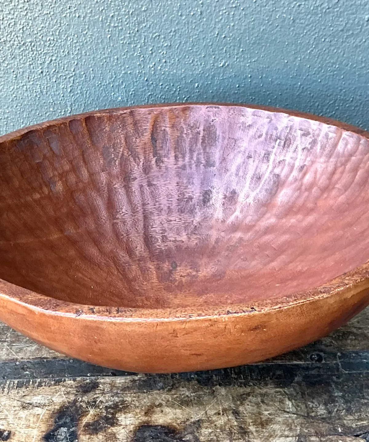 Vintage Hand-Carved Wooden Salad Bowl — additional photo 8