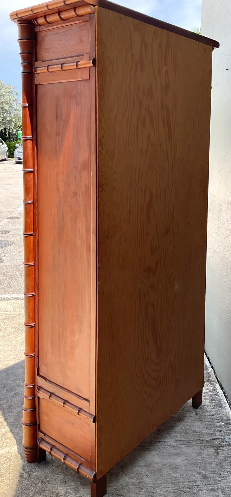 Vintage Faux Bamboo Armoire with Mirror — additional photo 3