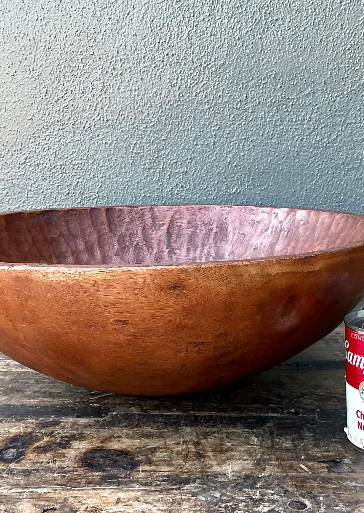 Vintage Hand-Carved Wooden Salad Bowl — additional photo 7