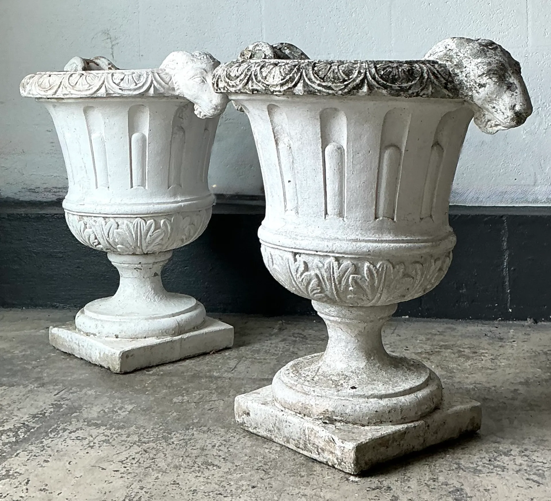 Vintage Cement Ram's Head Planters - Pair — additional photo 6