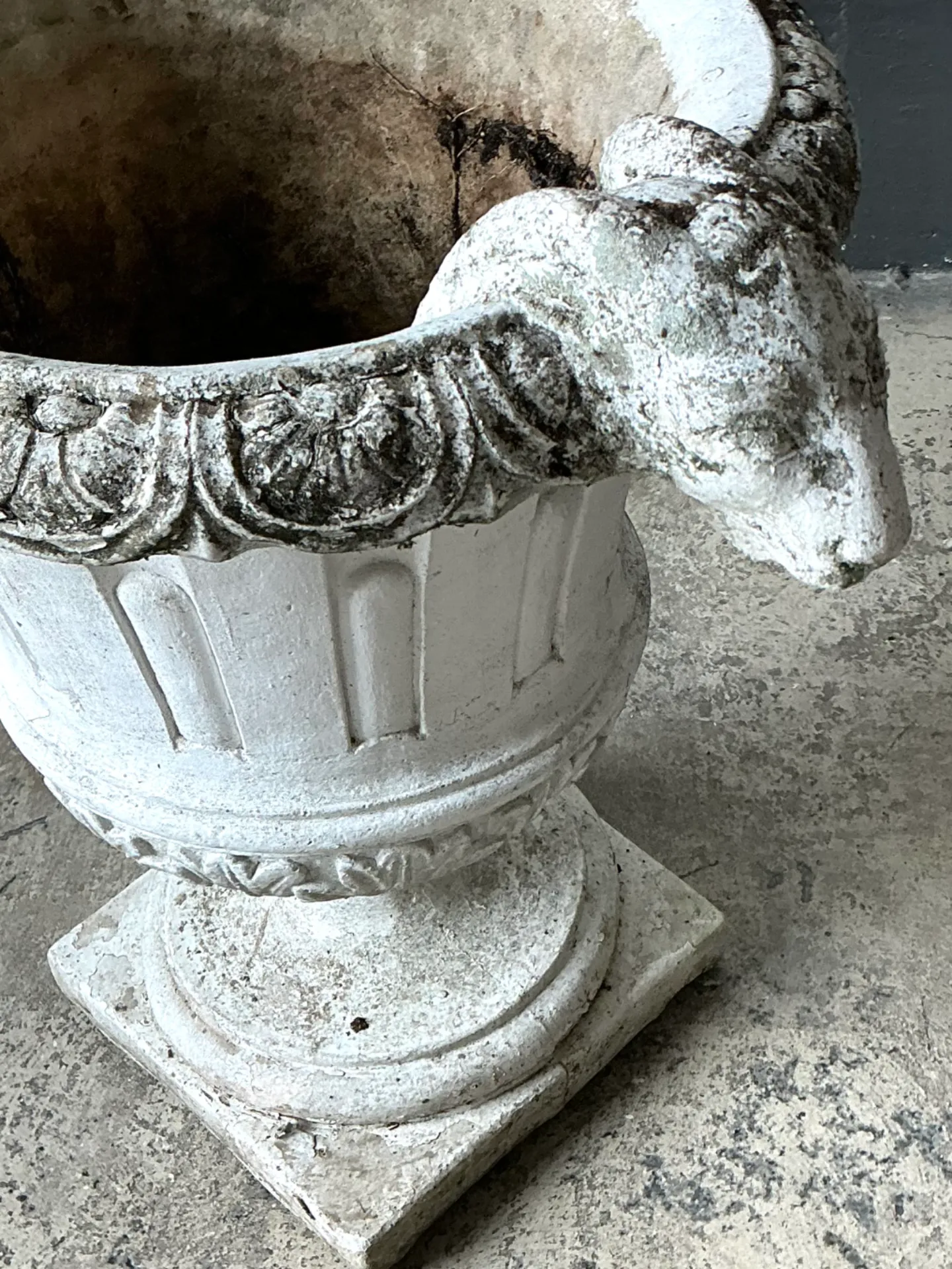 Vintage Cement Ram's Head Planters - Pair — additional photo 8