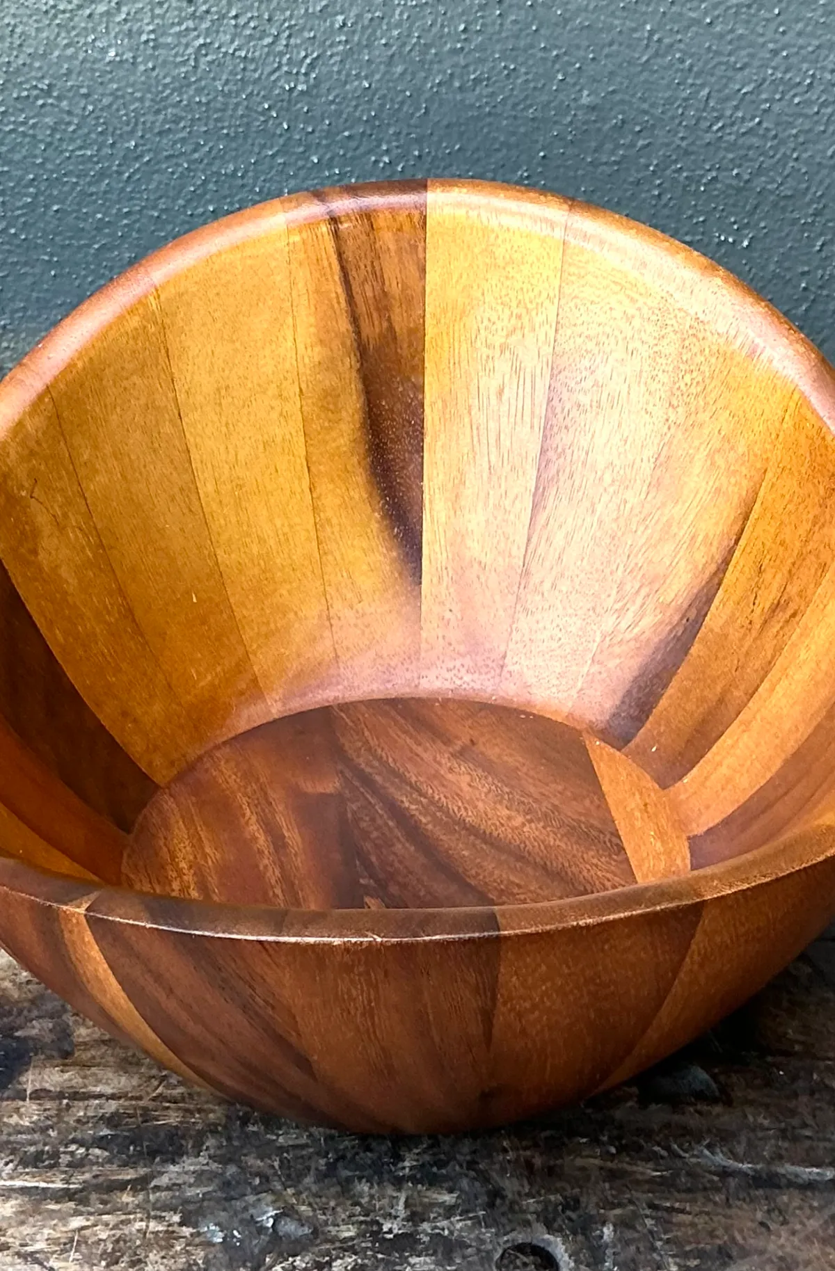 Vintage Mid-Century Teak Wood Salad Bowl — additional photo 2