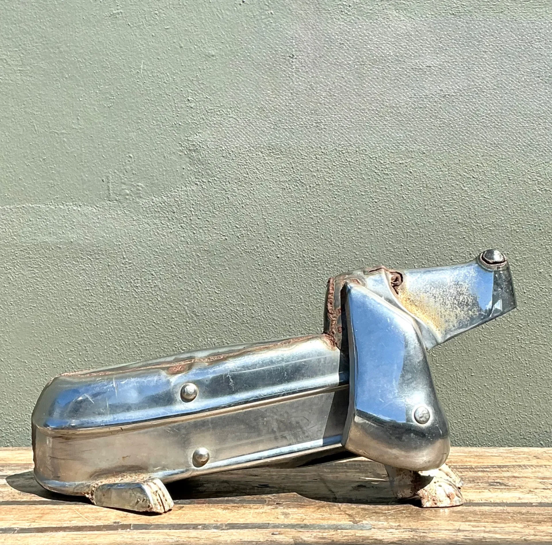 Vintage Chrome Bumper Abstract Dachshund Sculpture — additional photo 6