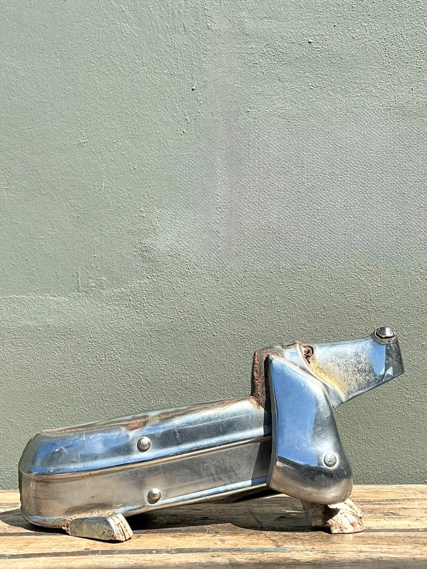 Vintage Chrome Bumper Abstract Dachshund Sculpture — additional photo 2